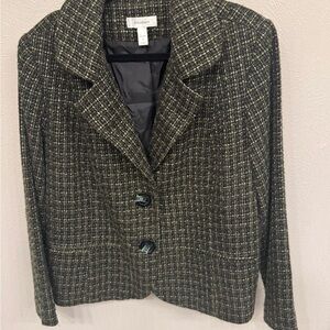 Dressbarn Black and Green Plaid Blazer